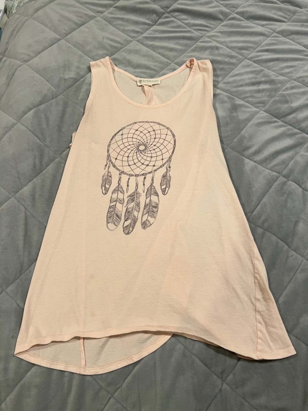 Synergy Dreamcatcher Tank Top with crossover back. Extra light pink.